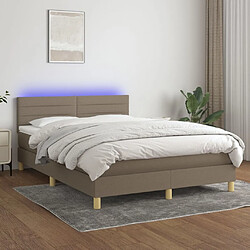 Sommier à lattes LED,Cadre à lattes de lit avec matelas pour Adulte Taupe 140x190 cm Tissu -MN36030