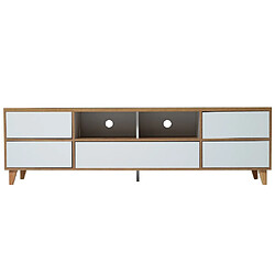 Sweiko Meuble TV Armoire TV moderne avec veines de bois en bloc de couleur blanc 175 cm pour Salon