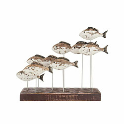 Paris Prix Statuette Déco Banc de 8 Poissons 40cm Marron