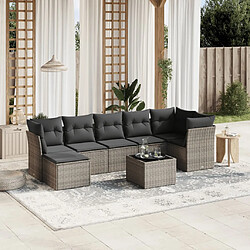 vidaXL Salon de jardin 8 pcs avec coussins gris résine tressée