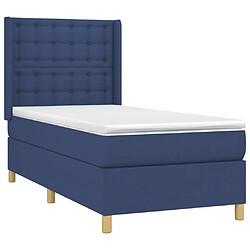 Avis Maison Chic Lit adulte- Lit + matelas + LED,Sommier à lattes de lit matelas et LED Bleu 90x190 cm Tissu -GKD43562