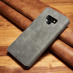 Etui en PU style rétro gris pour votre Samsung Galaxy Note9