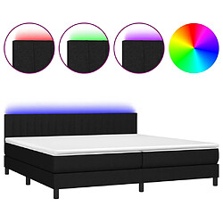 vidaXL Sommier à lattes de lit et matelas et LED Noir 200x200 cm Tissu