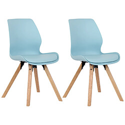 Decoshop26 Lot de 2 chaises de salle à manger en plastique bleu style scandinave pieds bois CDS101145 