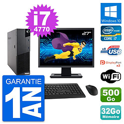 PC Lenovo M83 SFF Ecran 27" Intel i7-4770 RAM 32Go Disque 500Go Windows 10 Wifi · Occasion 