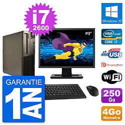 PC Lenovo M82 SFF Ecran 19" Intel i7-2600 RAM 4Go Disque 250Go Windows 10 Wifi - Occasion