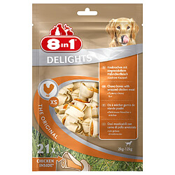 8 In 1 Sachet 21 os à mâcher garnis de viande de poulet Delights pour chien