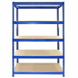 Monstershop 5 x Q Rax 120 x 50 x 180cm Bleue Monster Racking - 5 Rayonnages Q-Rax en Acier Sans Boulons Bleus 120cm x 50cm x 182,5cm