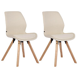 Decoshop26 Lot de 2 chaises de salle à manger en tissu crème style scandinave pieds bois CDS101129