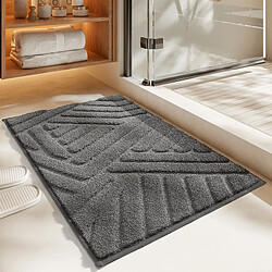 LUUCOZK Tapis de bain antidérapants, absorbants, à séchage rapide, décoration de salle de bain, gris foncé-60x90cm 