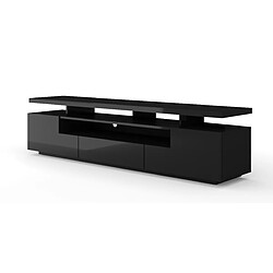 BIM FURNITURE Meuble TV bas Eva 195 cm - noir mat / noir brillant avec LED 