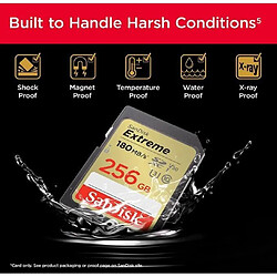 Carte SD SanDisk Extreme 256Go SDHC Memory Card 180MB/S 130MB/S UHS-I Class 10 U3