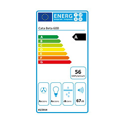 Hotte standard Cata 02050305 60 cm 790 m3/h 69 dB 240W Argenté Acier