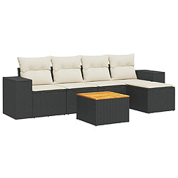 vidaXL Salon de jardin 6 pcs avec coussins noir résine tressée