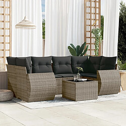 vidaXL Salon de jardin avec coussins 7 pcs gris résine tressée 