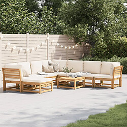 vidaXL Salon de jardin avec coussins 9 pcs bois massif d'acacia 