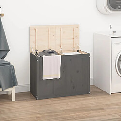 vidaXL Boîte à linge Gris 88,5x44x66 cm Bois massif de pin 