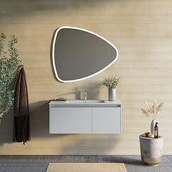 Kiamami Valentina MEUBLE DE SALLE DE BAINS BLANC MAT 100 CM, LAVABO ET MIROIR À POSER| MONACO 