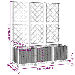 vidaXL Jardinière avec treillis Gris clair 120x40x136 cm PP pas cher