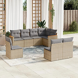 vidaXL Salon de jardin avec coussins 8 pcs beige résine tressée 