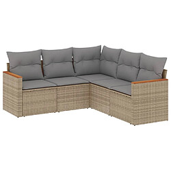 vidaXL Salon de jardin avec coussins 5pcs mélange beige résine tressée