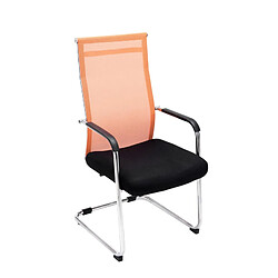 Decoshop26 Lot de 2 fauteuils de bureau chaises visiteur avec accoudoirs en maille orange et métal chromé 10_0001891