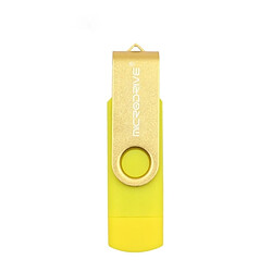 Wewoo Clé USB Ordinateur portable MicroDrive 32 Go USB 2.0 - Disque U métallique rotatif OTG à double usage Jaune