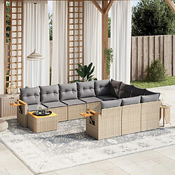 Maison Chic Salon de jardin 11 pcs avec coussins, Ensemble Tables et chaises d'extérieur beige résine tressée -GKD203177