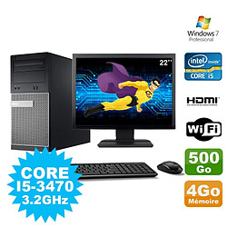 Lot PC Tour DELL 3010 MT I5-3470 Graveur 4Go 500Go HDMI Wifi W7 + Ecran 22" - Occasion