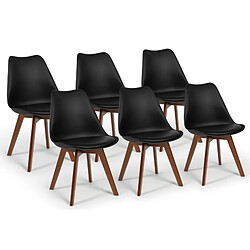 Idmarket 6 chaises noires pieds foncés