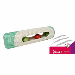 AIME Griffoir Tube XXL - 3 Balles - Jouet pour chat grelot - Longueur 29 cm - Vert Menthe