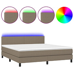 vidaXL Sommier à lattes de lit avec matelas LED Taupe 180x200 cm Tissu