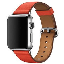 Wewoo Bracelet en cuir avec bouton de montre classique pour Apple Watch séries 3 et 2 & 1 38 mm Orange 