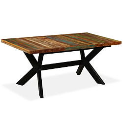 vidaXL Table à manger Bois récupération massif et croix en acier 180cm