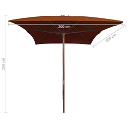 vidaXL Parasol de jardin avec mât en bois terre cuite 200x300 cm pas cher