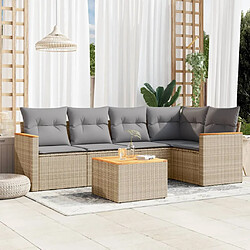 vidaXL Salon de jardin avec coussins 6pcs mélange beige résine tressée 