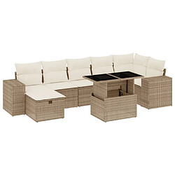 vidaXL Salon de jardin avec coussins 8 pcs beige résine tressée