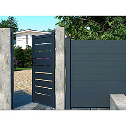 Vente-Unique Portillon battant aluminium ajouré L103 x H183 cm anthracite - PRIMO