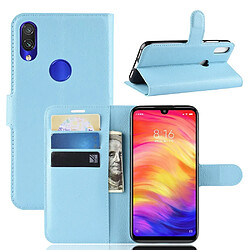 Etui en PU litchi bleu pour votre Xiaomi Redmi Note 7 