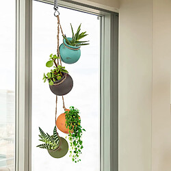 Avis BESTA Pot Suspendu en Céramique (Lot de 4) - Pot Suspendu Plante Interieur - Vase Suspendu Multicolore avec Corde en Jute - Parfait pour Intérieur & Extérieur, Décor de Maison, Bureau et Jardin