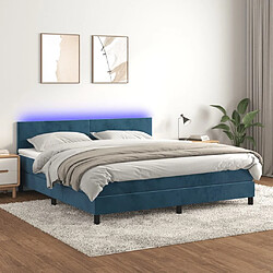 Sommier à lattes LED,Cadre à lattes de lit avec matelas pour Adulte Bleu foncé 160x200 cm -MN98463