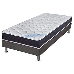 Ebac Matelas + sommier tapissier 90x190 Ressorts - Rubis - Soutien très ferme - Gris