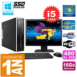 PC HP Compaq 8300 SFF Core I5-2400 Ram 16Go Disque 480 Go SSD Wifi W7 Ecran 19" - Occasion