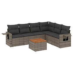 vidaXL Salon de jardin avec coussins 7 pcs gris résine tressée