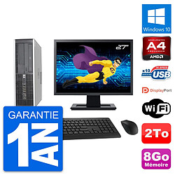 PC HP 6305 Pro SFF Ecran 27" AMD A4-5300B RAM 8Go Disque Dur 2To Windows 10 Wifi · Occasion 