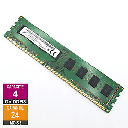 Barrette Mémoire 4Go RAM DDR3 Micron MT16JTF51264AZ-1G6K1 DIMM PC3-12800U 2Rx8 · Reconditionné PC3-12800 - 1600MHz