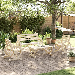 Avis Maison Chic Ensemble de salle à manger de jardin 4 pcs,Table et chaises d'extérieur bois de sapin massif -GKD718740