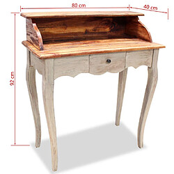 Helloshop26 Bureau table meuble travail informatique bois de récupération massif 80 x 40 x 92 cm 0502097 pas cher