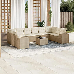 Maison Chic Salon de jardin 11 pcs avec coussins, Ensemble Tables et chaises d'extérieur beige résine tressée -GKD727122