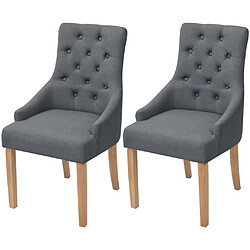 vidaXL Chaises à manger lot de 2 gris foncé tissu 